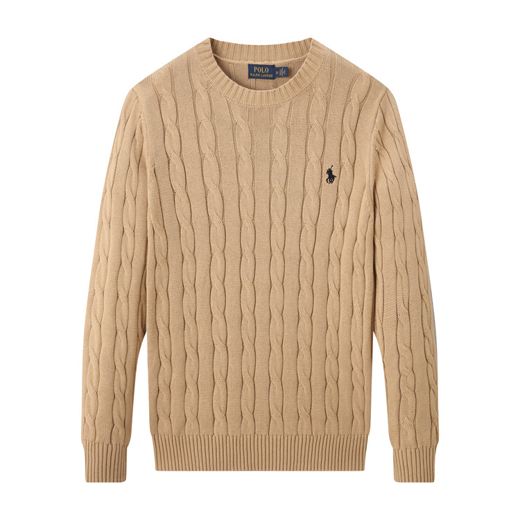 Crew neck embroidered cotton sweater