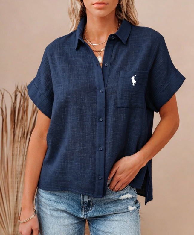 Summer Linen Short Sleeve Loose Fit Shirts