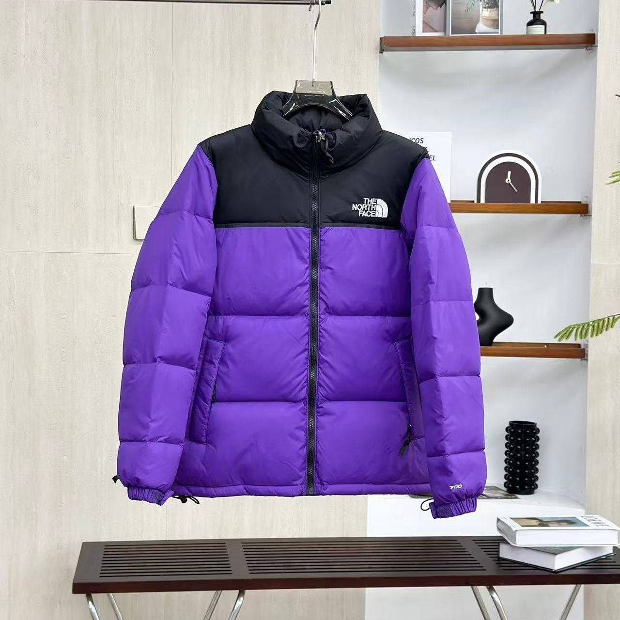 Unisex stand-collar embroidered thickened down jacket