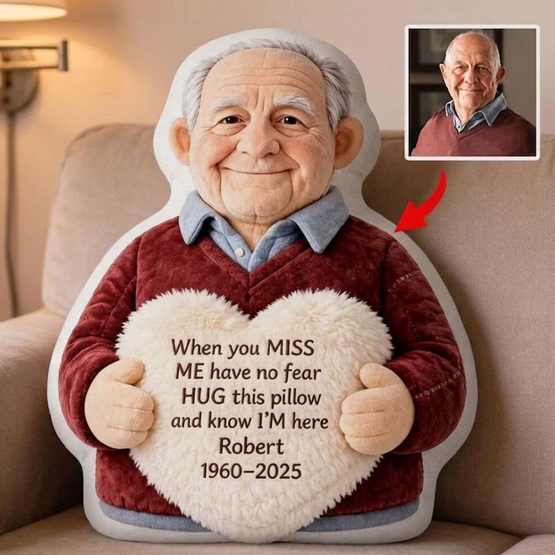 Custom From Photo - When You Miss Me - Personalized Memorial Faux Fur Shaped Pillow
