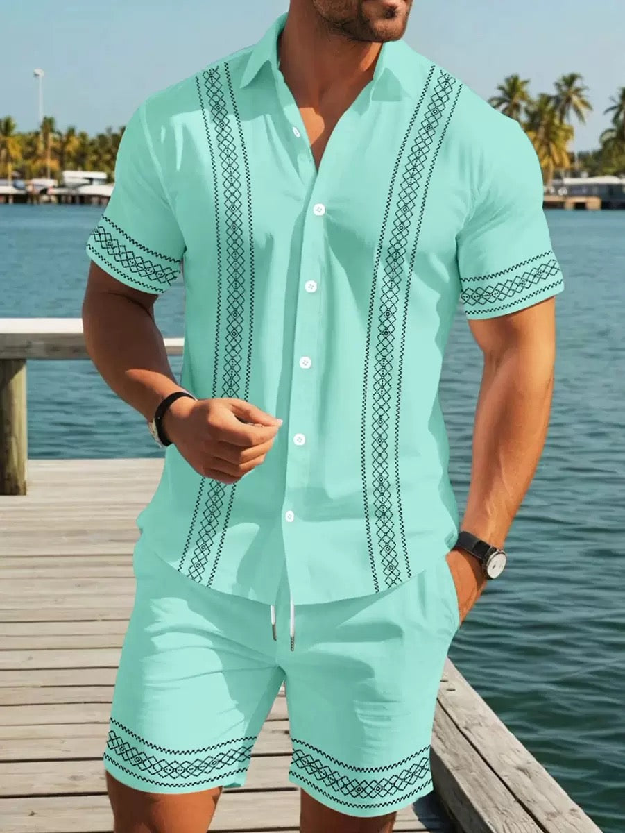 2026 New Arrivals: Striped Collared Shirt and Shorts Set