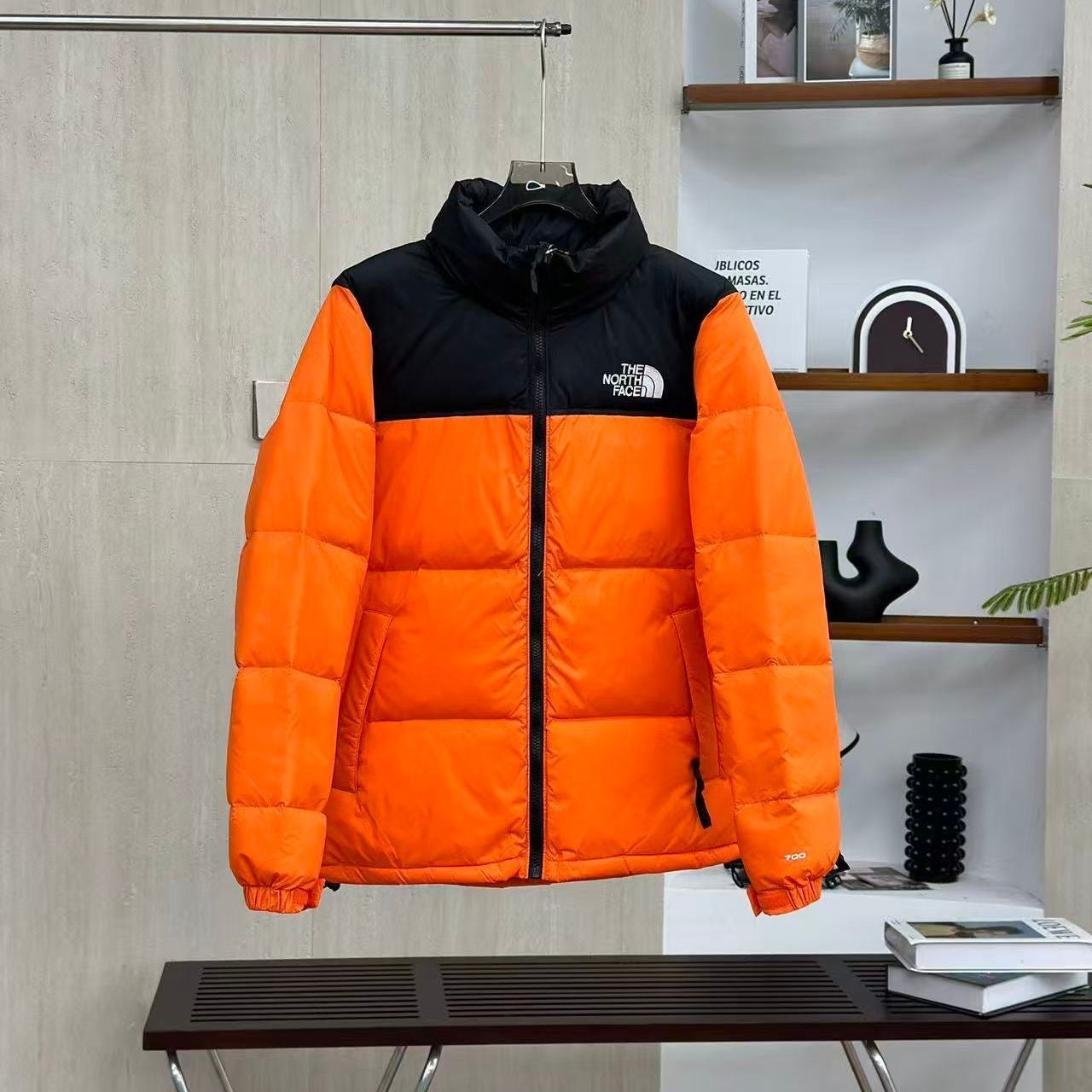 Unisex stand-collar embroidered thickened down jacket