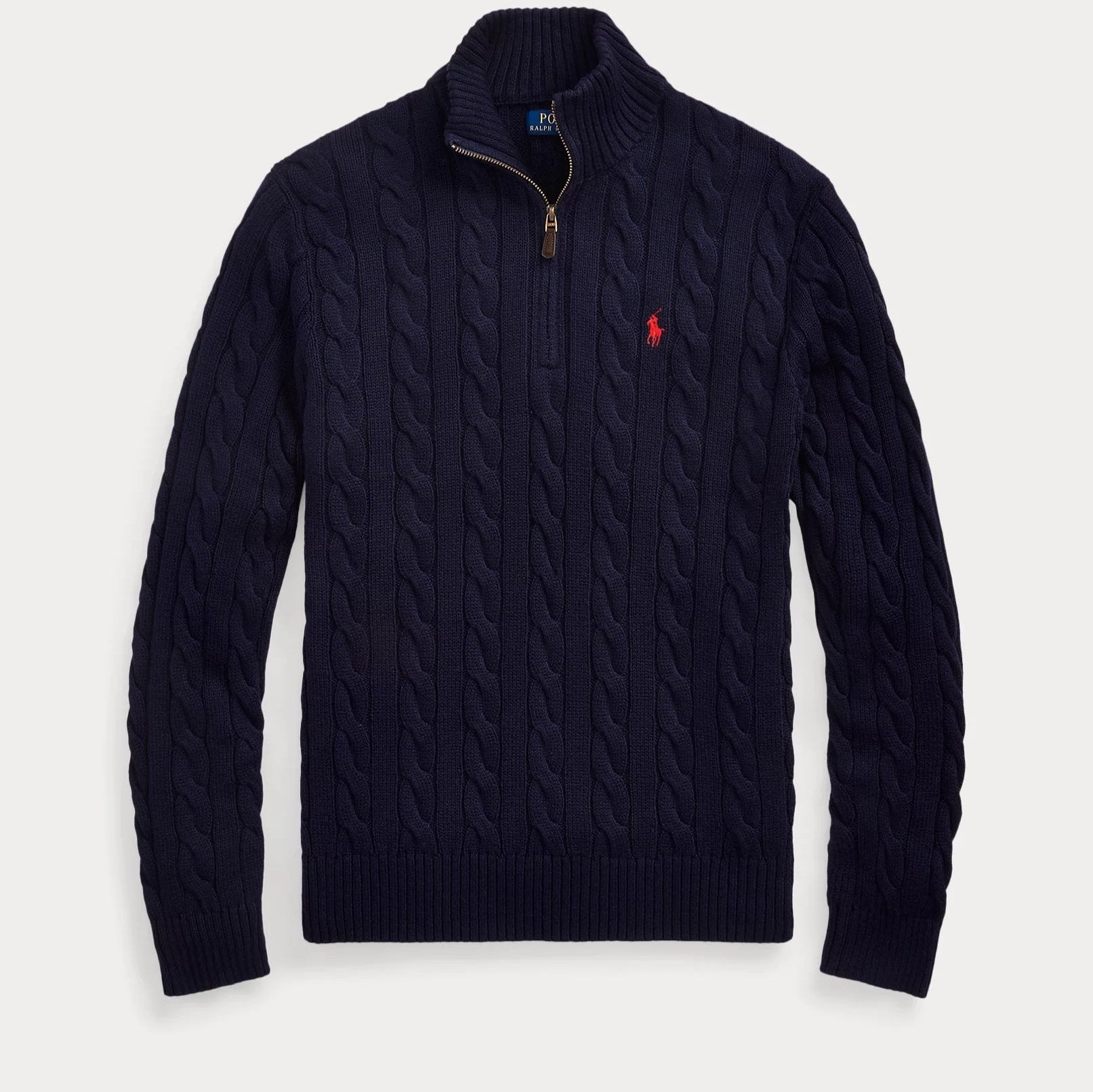 Polo Embroidered Quarter Zipper Knit Sweater