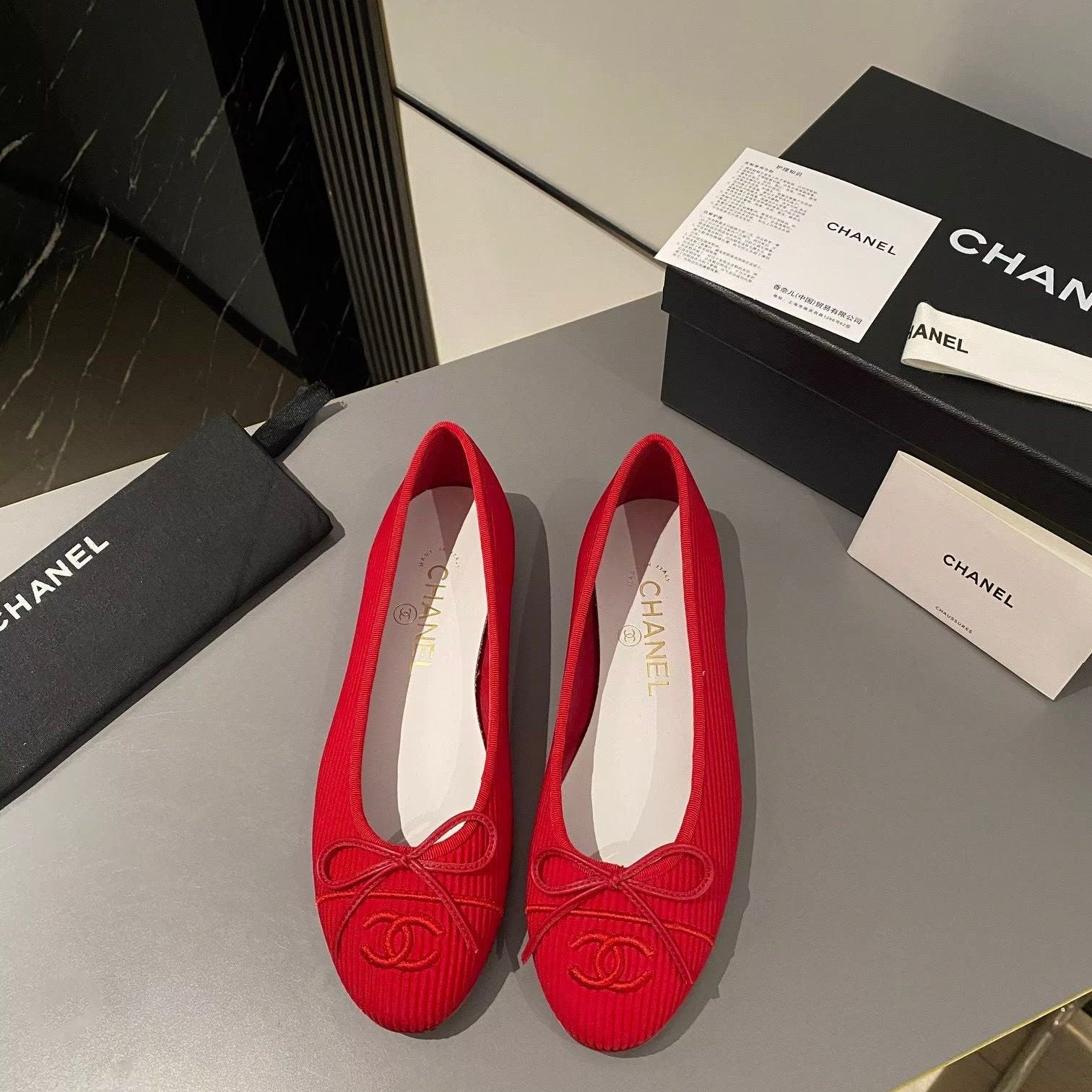 Textured Chanel Classic Ballet Shoes VIP1:1