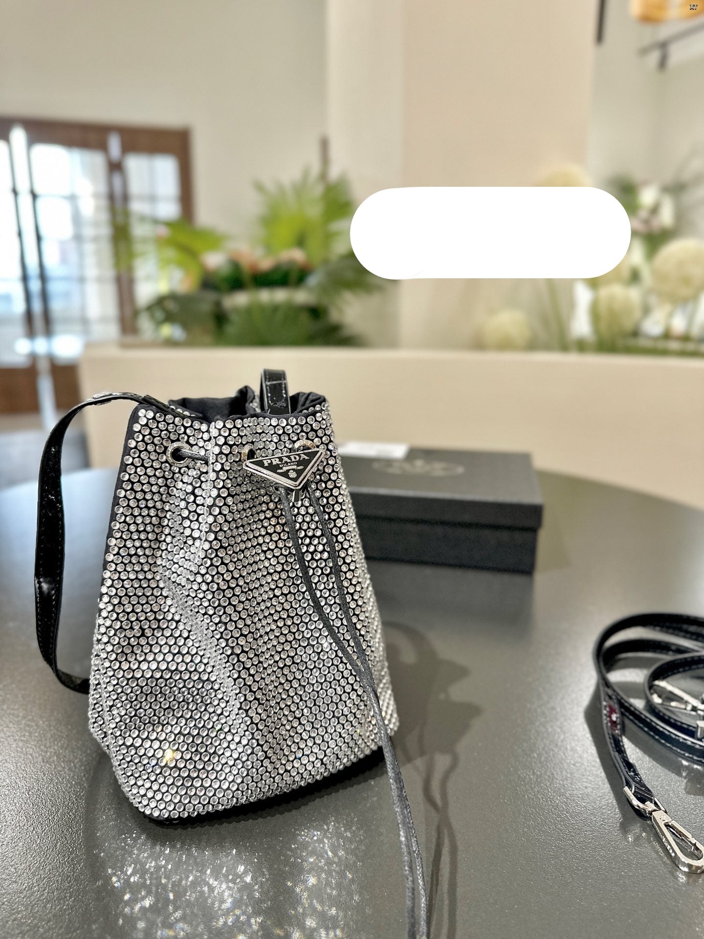 Full diamond P bucket bag