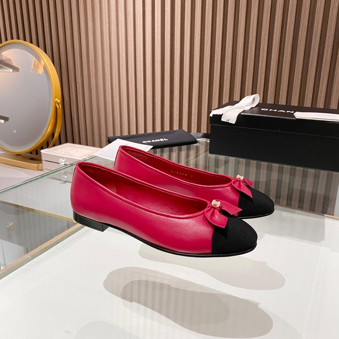 Chanel classic ballet shoes with bow leather sole VIP1:1