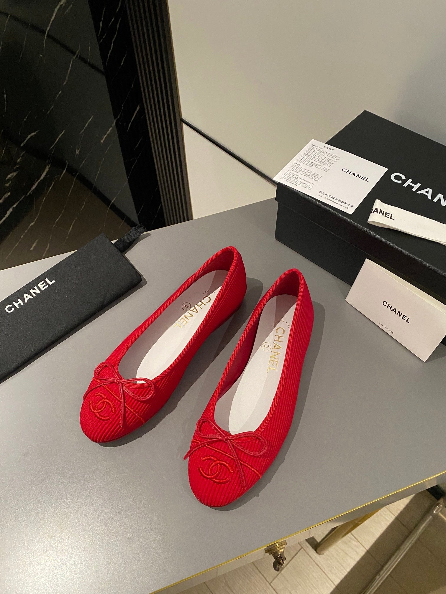 Textured Chanel Classic Ballet Shoes VIP1:1