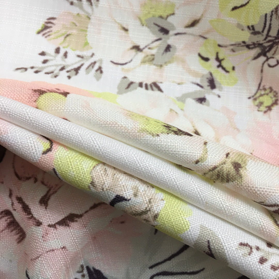 Zim** new elegant floral print custom shell button lantern long sleeve dress with belt, white