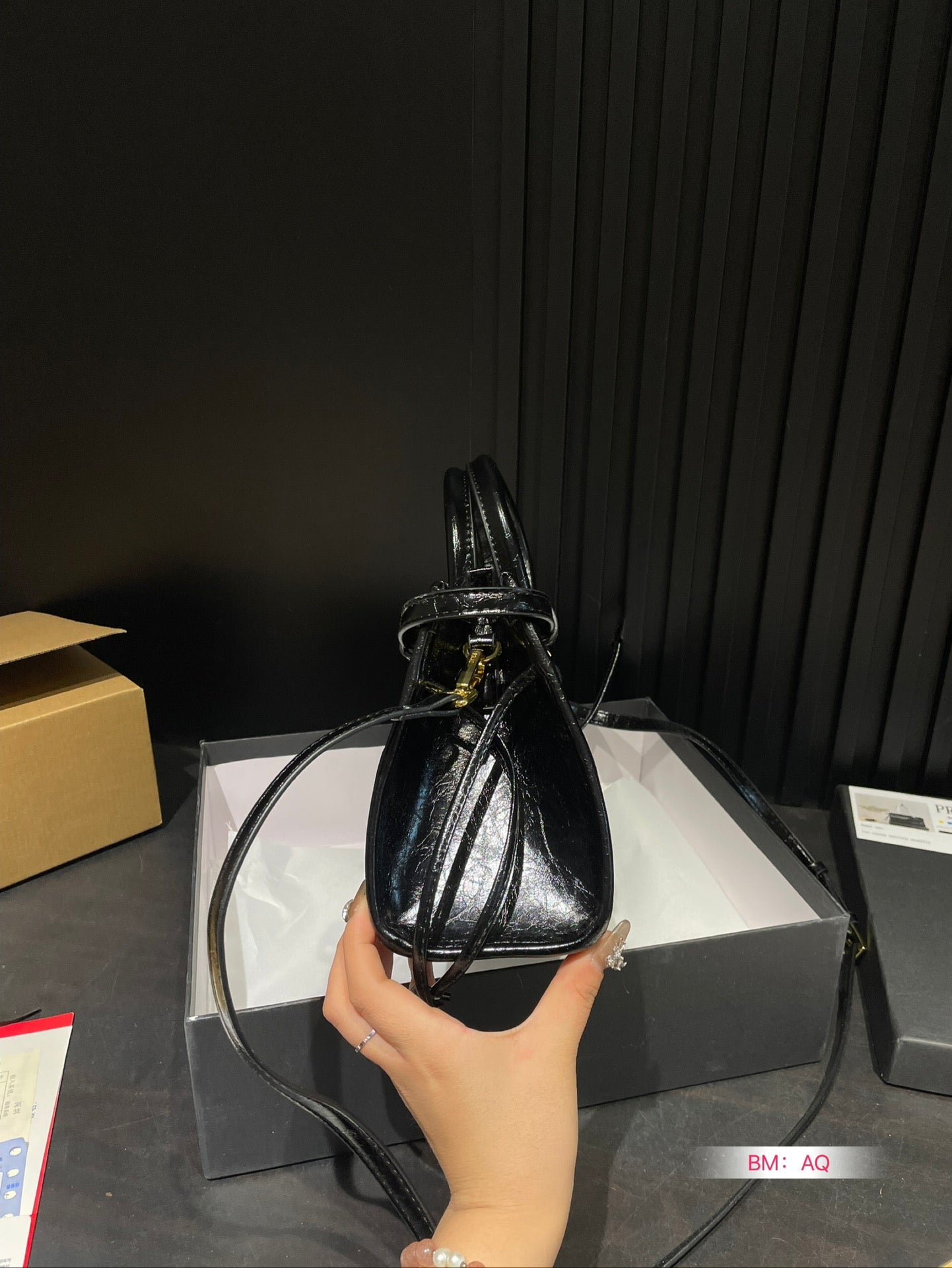 Waxed leather hobo long handle tote bag underarm bag