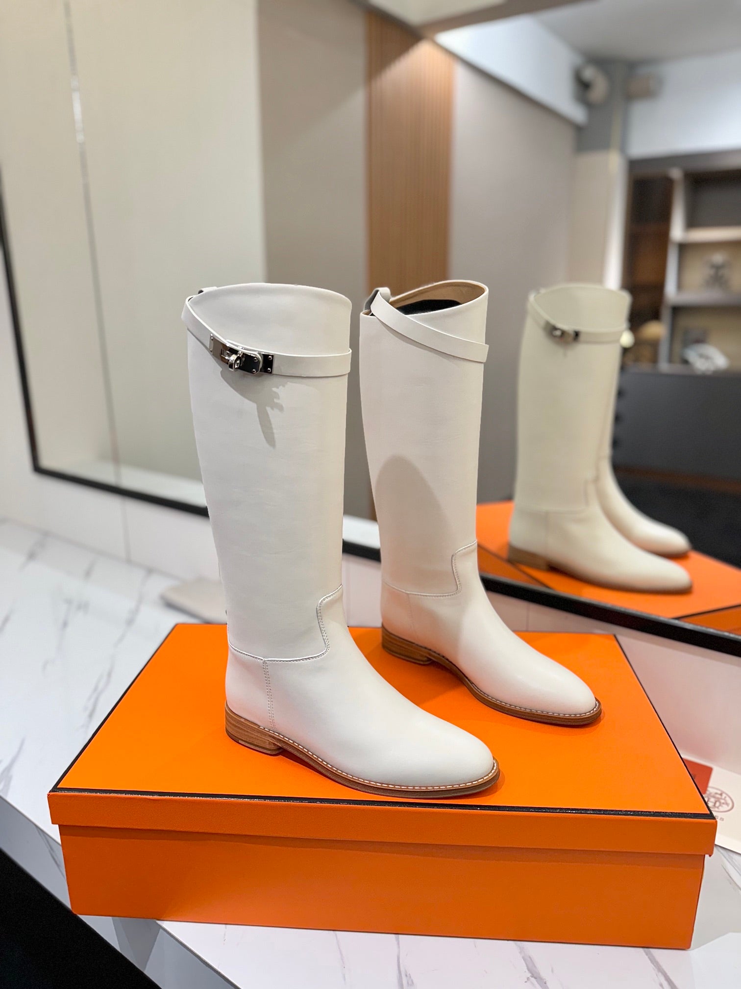 Herme* high-end hot girl kelly jumping knight boots top quality craftsmanship VIP 1:1