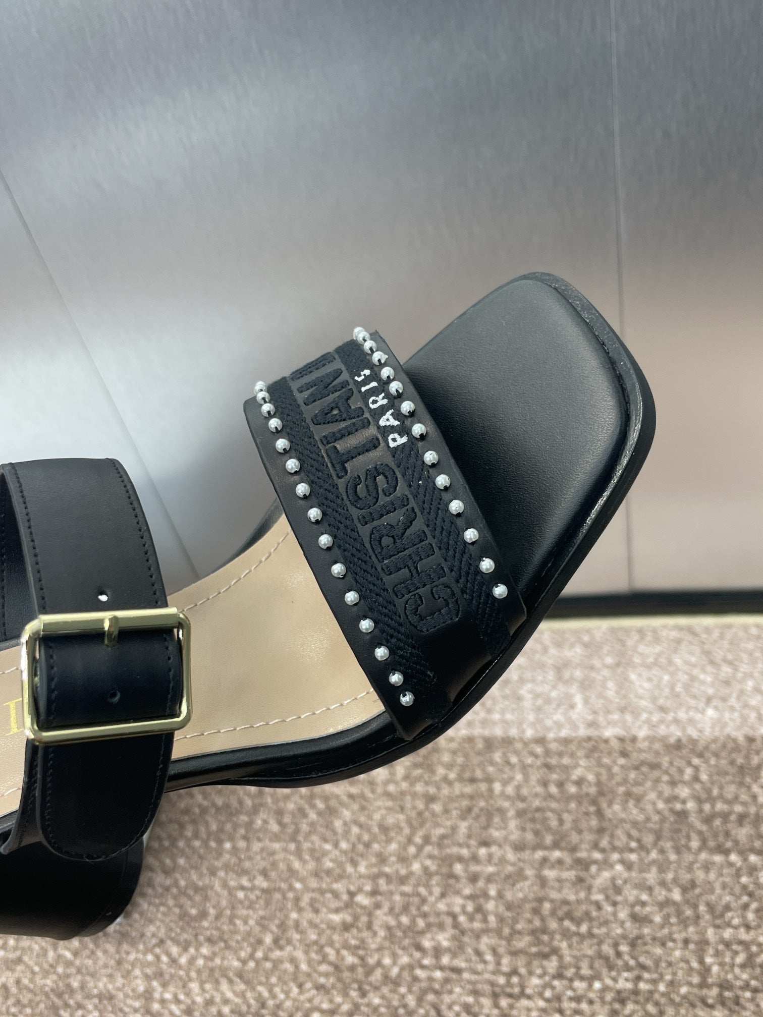 025 Spring and Summer Newest High Heel Electric Embroidery Colorblock Roman Sandals Dio VIP 1:1